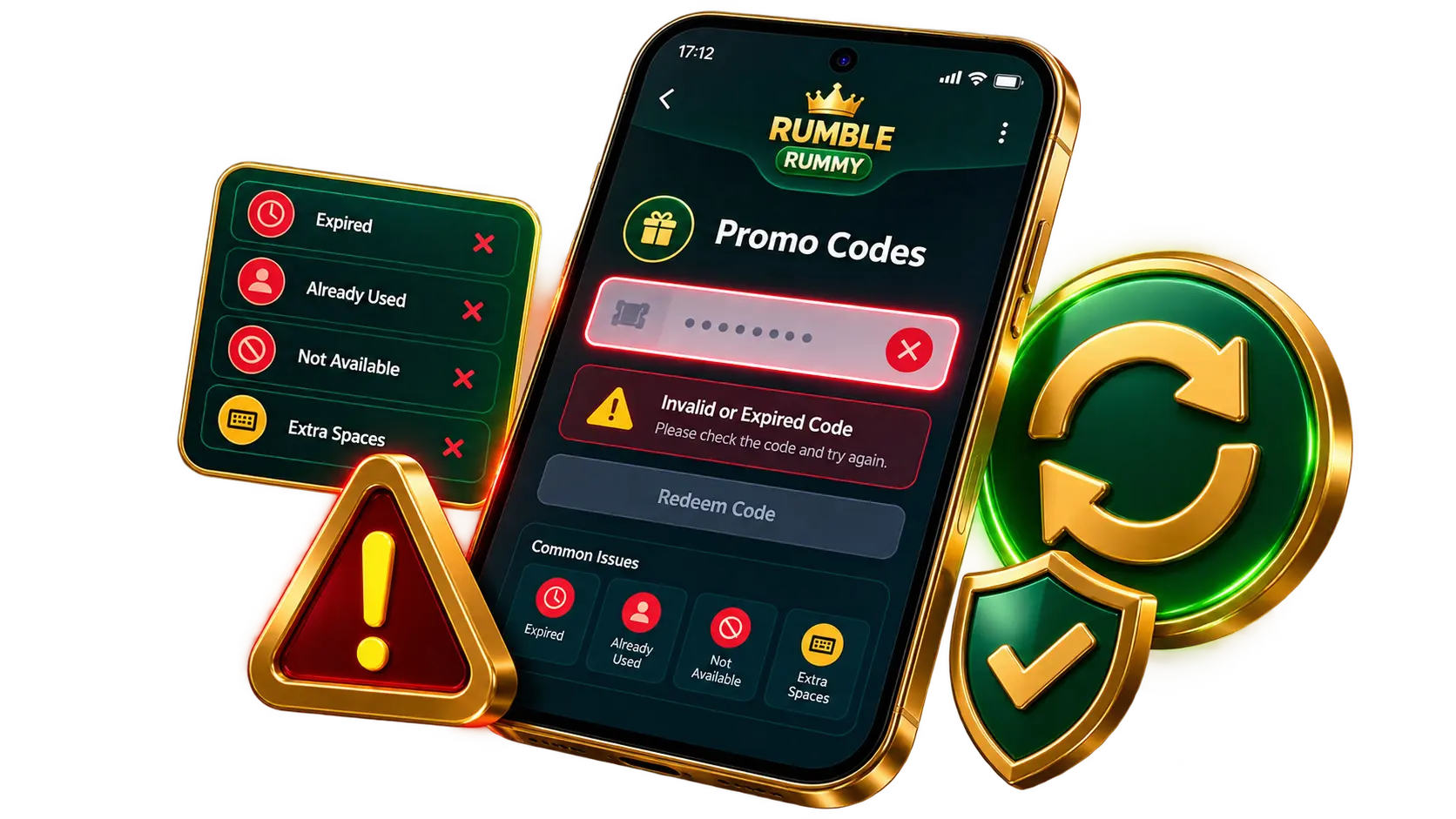Rumble Rummy promo code not working with invalid or expired code message