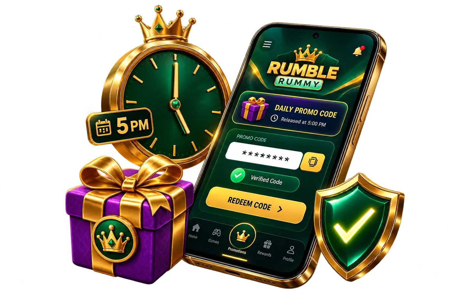 Rumble Rummy promo code today with official 5 PM daily code release